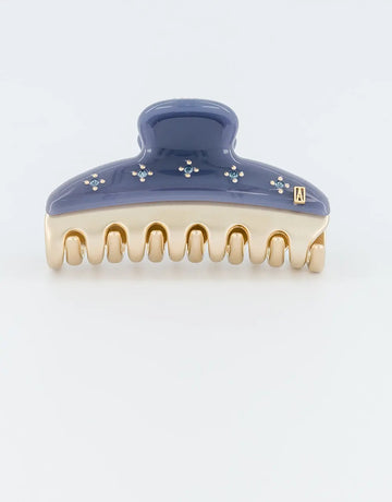 Arizona Clip-Blue-Hair clutch-Luxury claw clip-Medium claw clip-Women's claw clip-Swarovski crystal hair clutch-Blue French hair accessory-Alexandre de Paris GCC-7.5 cm