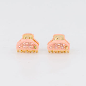 Brillants Minis Clip-Coral Pink-Mini claw clip-Swarovski crystal mini hair clip-Luxury mini hair claw-Elegant hair claw-Alexandre de Paris GCC - 1.8 cm hair clip