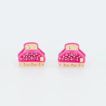 Châtaigra Clip-Pink-Women hair clip-Bright pink crystal hair clip-Aesthetic hair clip-Petite embellished claw clip-Sparkling pink jaw clip-1.8 cm-Alexandre de Paris GCC