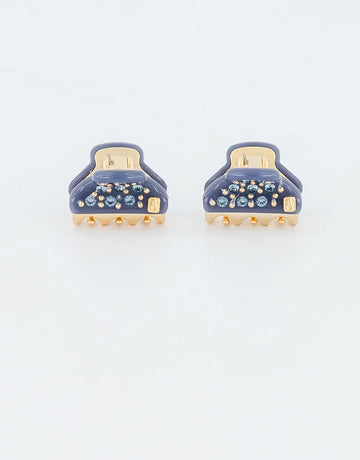 Briselle Clip-Blue-Single piece women hair clip-Blue crystal hair clip-Aesthetic hair clip-Petite embellished jaw clip-Sparkling blue mini claw clip-Alexandre de Paris GCC-1.8 cm