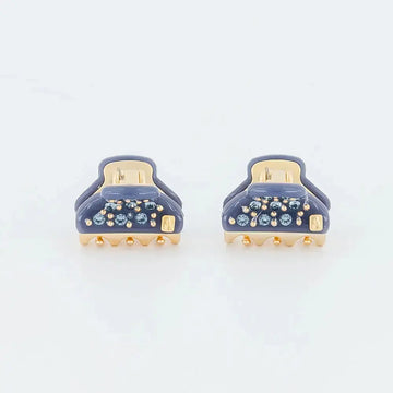 Briselle Clip-Blue-Single piece women hair clip-Blue crystal hair clip-Aesthetic hair clip-Petite embellished jaw clip-Sparkling blue mini claw clip-Alexandre de Paris GCC-1.8 cm