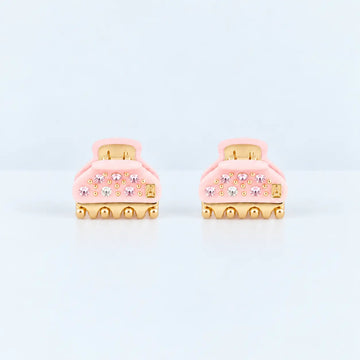 Brillants Minis Clip-Baby Pink-Mini claw clip-Swarovski crystal mini hair clip-Luxury mini hair claw-Elegant hair claw-Alexandre de Paris GCC - 1.8 cm hair