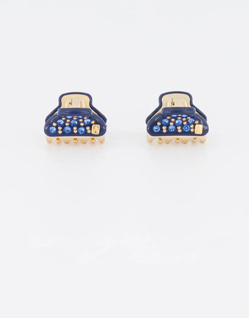 Clipettes Clip Blue-Luxury women's hair clip-Blue crystal embellished hair clip-Handcrafted French hair accessory-1.8 Cm hair clip