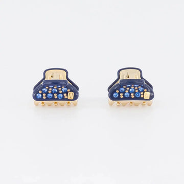 Clipettes Clip Blue-Luxury women's hair clip-Blue crystal embellished hair clip-Handcrafted French hair accessory-1.8 Cm hair clip