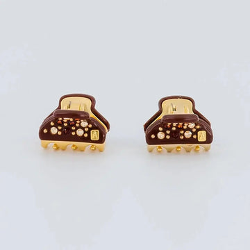 Clipettes Clip Brown-Luxury women's hair clip-Crystal embellished mini hair clips-French handcrafted hair accessory-1.8 cm hair clip-hair clip for kids