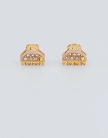 Clipettes Clip Beige-Women's hair clip-Mini crystal hair clips-Beige designer hair accessory-Alexandre de Paris GCC