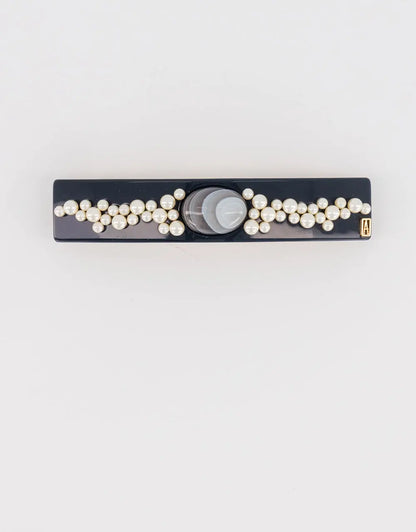 Larme de Perle Barrette-Black-8 cm-clip for hair-front view-alexandre de paris GCC