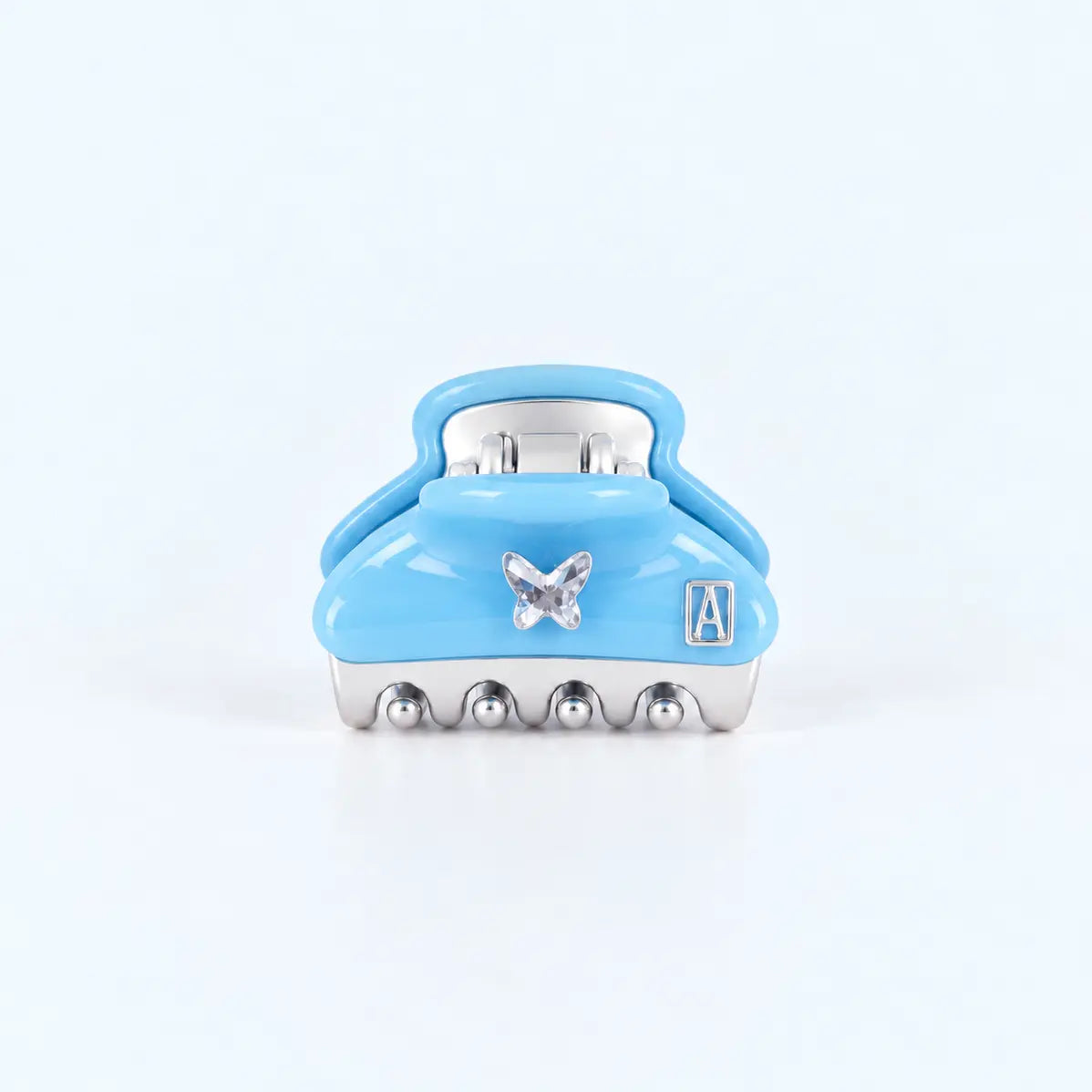 Brillance Argent Clip Blue-Hair clip for women-Blue hair clip-Swarovski butterfly crystal hair clip-Pretty hair clip-Alexandre de Paris GCC-3 cm 
