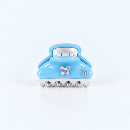 Brillance Argent Clip Blue-Hair clip for women-Blue hair clip-Swarovski butterfly crystal hair clip-Pretty hair clip-Alexandre de Paris GCC-3 cm 

