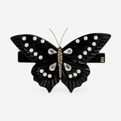 Fabienne Barrette-butterfly hair barrette-Swarovski crystals-crystal hair barrette-French hair accessory-Alexandre de paris GCC-8 cm hair 