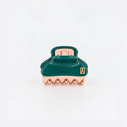 Gisele Clip-small hair clip-green hair clip-French hair clip-aesthetic hair clip-French aesthetic-rose gold finish-plain claw clip-best hair clip for thick hair-Alexandre de Paris GCC-3 cm hair clip