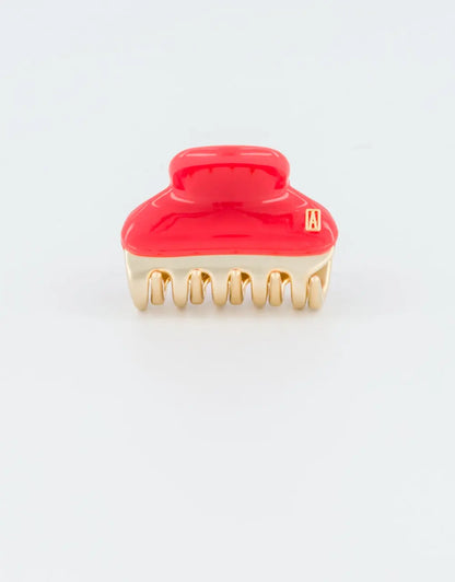 Chic Discret Clip Red-Red hair claw clip-Premium French hair accessory-Hair clip for everyday styling-Luxury hair clip -Alexandre de Paris GCC-4.5 cm hair clip