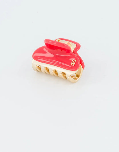 Chic Discret Clip Red-Red hair claw clip-Premium French hair accessory-Hair clip for everyday styling-Luxury hair clip -Alexandre de Paris GCC-4.5 cm hair clip