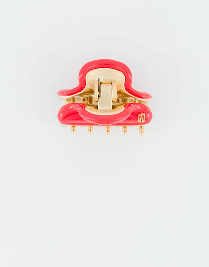 Chic Discret Clip Red-Red hair claw clip-Premium French hair accessory-Hair clip for everyday styling-Luxury hair clip -Alexandre de Paris GCC-4.5 cm hair clip