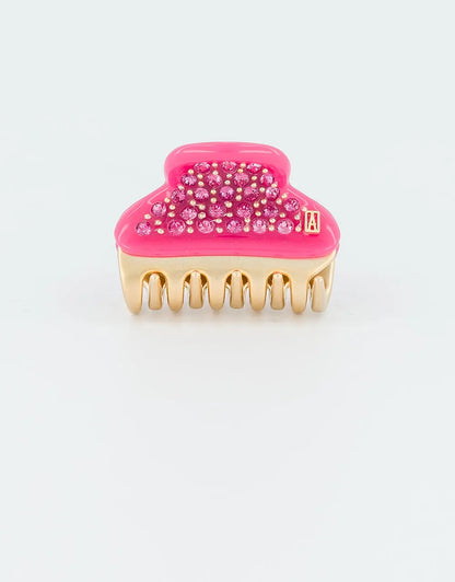 Brunelle Clip-Pink-Crystal hair claw-4.5 cm luxury claw clip-French fashion hair accessory-Alexandre de Paris GCC 
