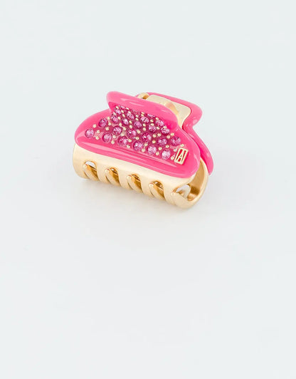 Brunelle Clip-Pink-Crystal hair claw-4.5 cm luxury claw clip-French fashion hair accessory-Alexandre de Paris GCC 

