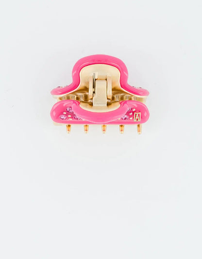 Brunelle Clip-Pink-Crystal hair claw-4.5 cm luxury claw clip-French fashion hair accessory-Alexandre de Paris GCC 

