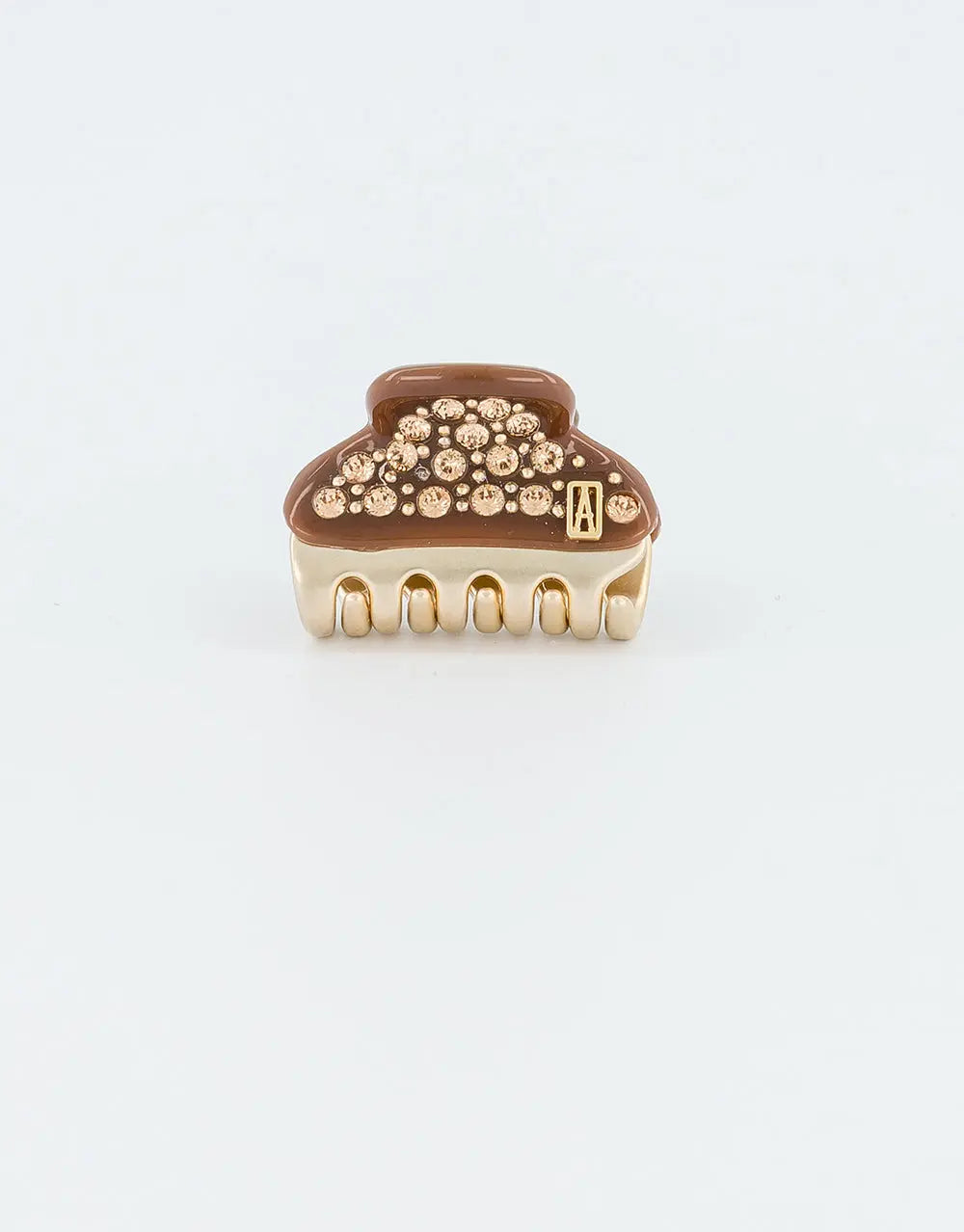 Chic Mini Blush Clip - Brown-crystal hair clip- 3 cm- alexandre de paris GCC-Summer collection