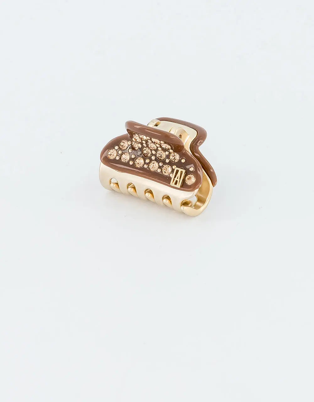 Chic Mini Blush Clip - Brown-crystal hair clip- 3 cm- alexandre de paris GCC-Summer collection
