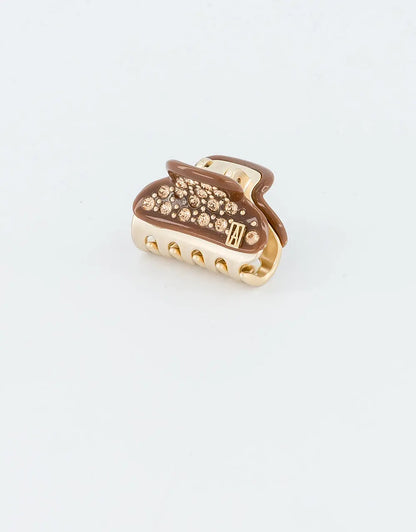 Chic Mini Blush Clip - Brown-crystal hair clip- 3 cm- alexandre de paris GCC-Summer collection