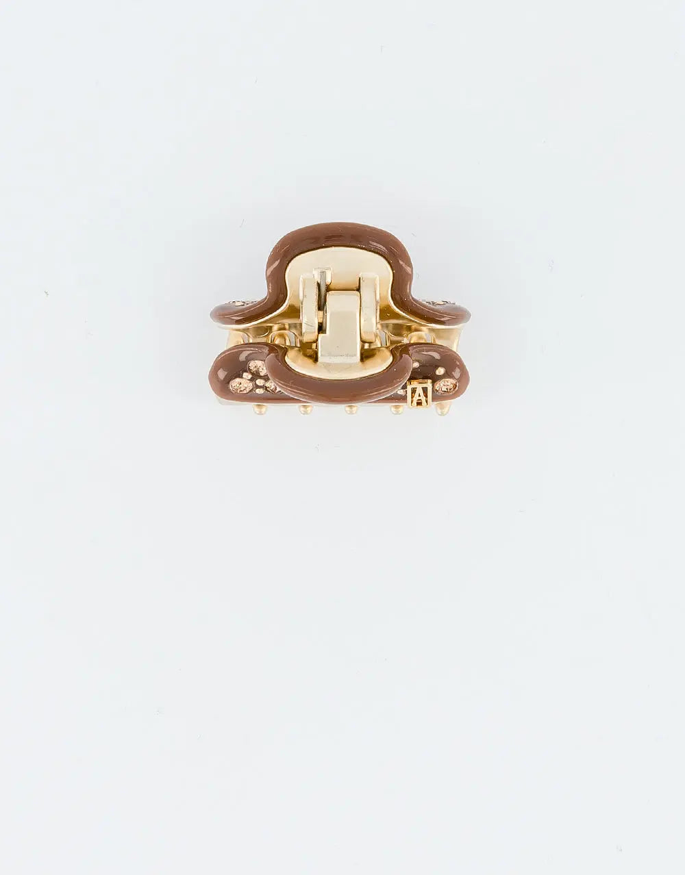 Chic Mini Blush Clip - Brown-crystal hair clip- 3 cm- alexandre de paris GCC-Summer collection