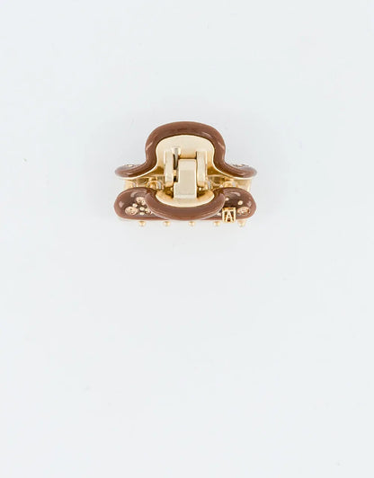 Chic Mini Blush Clip - Brown-crystal hair clip- 3 cm- alexandre de paris GCC-Summer collection