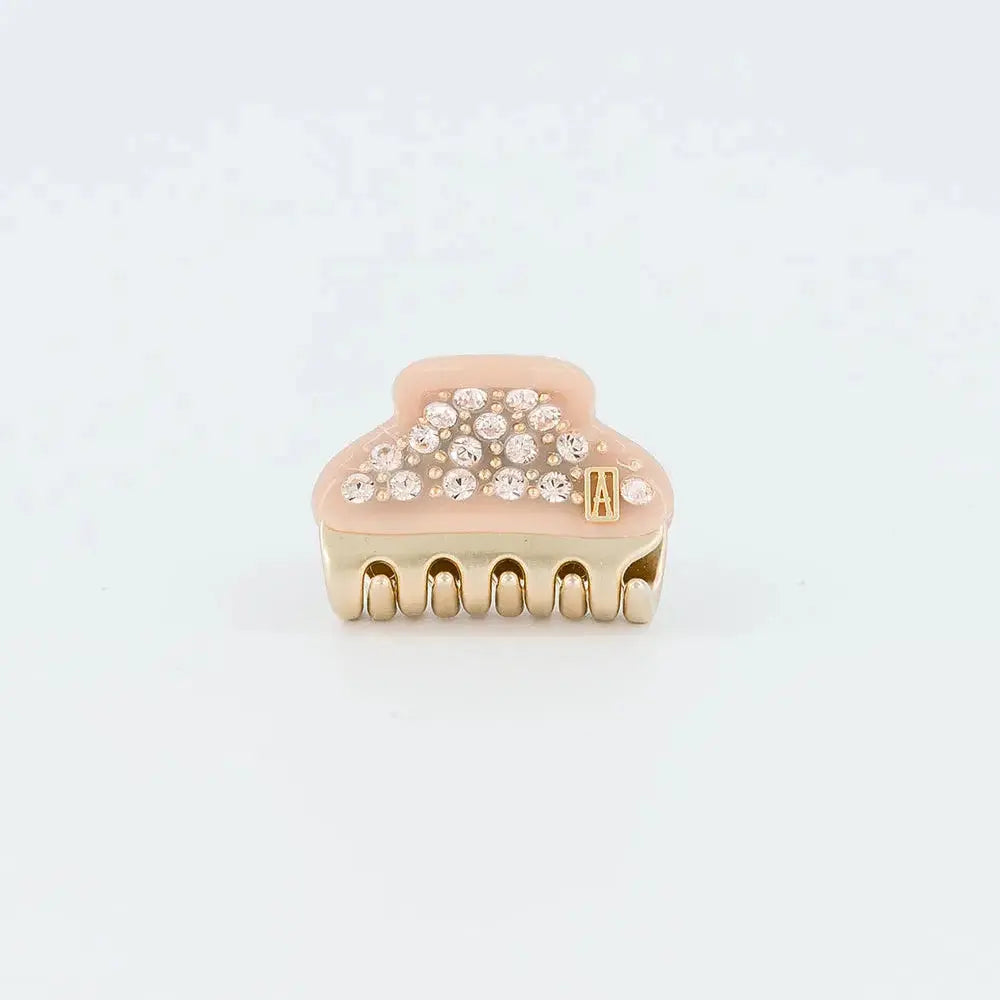 Chic Mini Nuance Brun Clair Clip - Beige - crystal hair clip- vendome clip- 3 cm - summer collection - alexandre de paris gcc