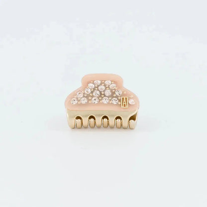 Chic Mini Nuance Brun Clair Clip - Beige - crystal hair clip- vendome clip- 3 cm - summer collection - alexandre de paris gcc