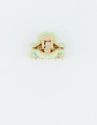 Chic Mini Tilleul Clip - Green - 3 Cm-vendome clip-cyrystal hair clip-alexandre de paris GCC- Summer collection