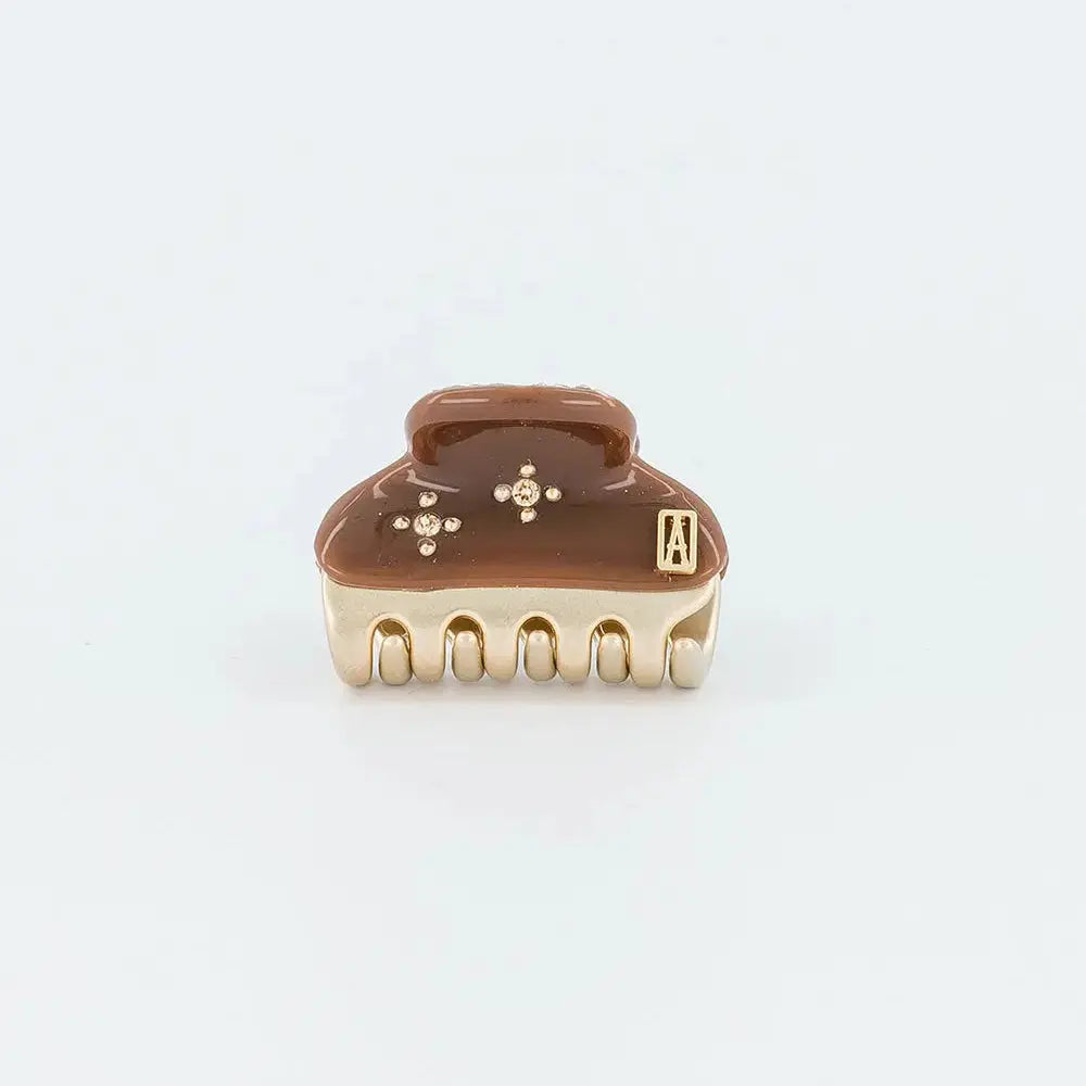 Simple Foncé Clip - Brown-3 CM-designer hair accessory-vendome clip-alkexandre de paris gcc