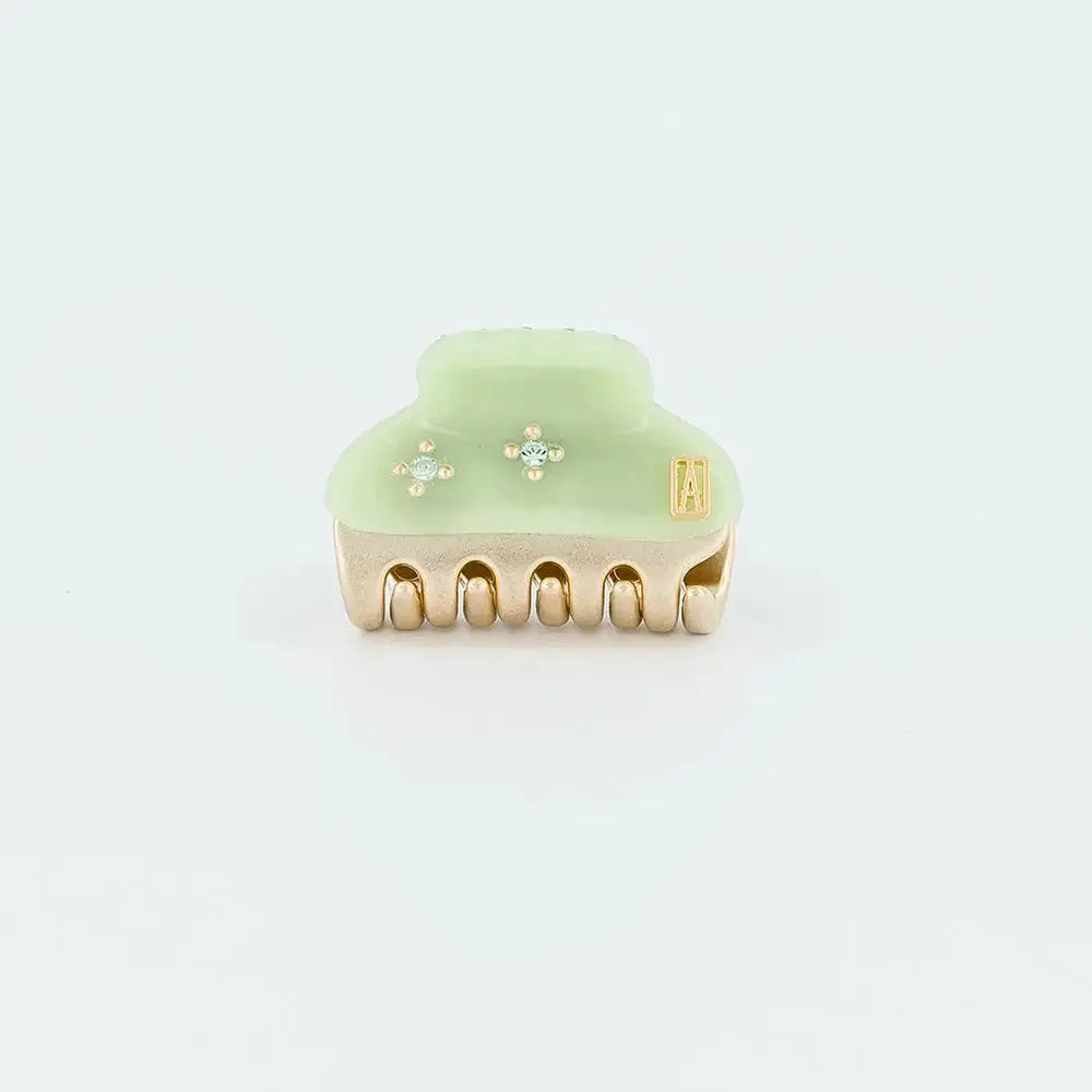 Simple Vert Prairie Clip - Green - designer hair accessory-Jeweled hair clip-3 cm-alexandre de paris GCC