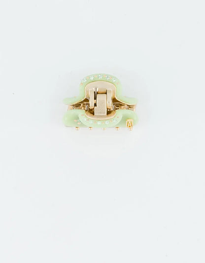Simple Vert Prairie Clip - Green - designer hair accessory-Jeweled hair clip-3 cm-alexandre de paris GCC