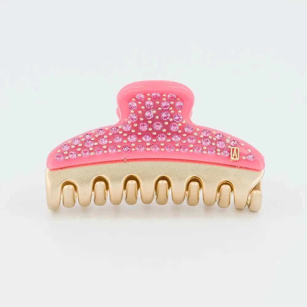 Voile Rosé Clip-7.5 CM-Pink-hair clip for women- Front view-Alexandre de paris GCC- Fancy claw clip