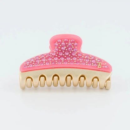 Voile Rosé Clip-7.5 CM-Pink-hair clip for women- Front view-Alexandre de paris GCC- Fancy claw clip