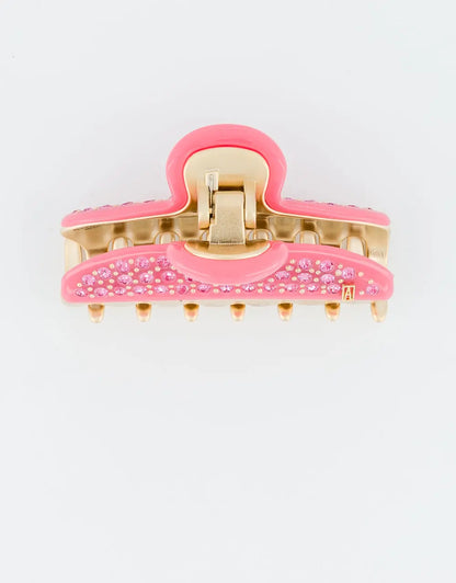 Voile Rosé Clip-7.5 CM-Pink-hair clip for women- top view-Alexandre de paris GCC- Fancy claw clip