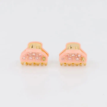 Brillants Minis Clip-Coral Pink-Mini claw clip-Swarovski crystal mini hair clip-Luxury mini hair claw-Elegant hair claw-Alexandre de Paris GCC - 1.8 cm hair clip