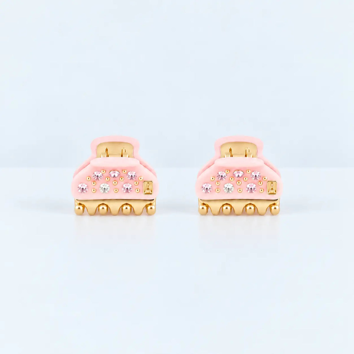 Brillants Minis Clip-Baby Pink-Mini claw clip-Swarovski crystal mini hair clip-Luxury mini hair claw-Elegant hair claw-Alexandre de Paris GCC - 1.8 cm hair 