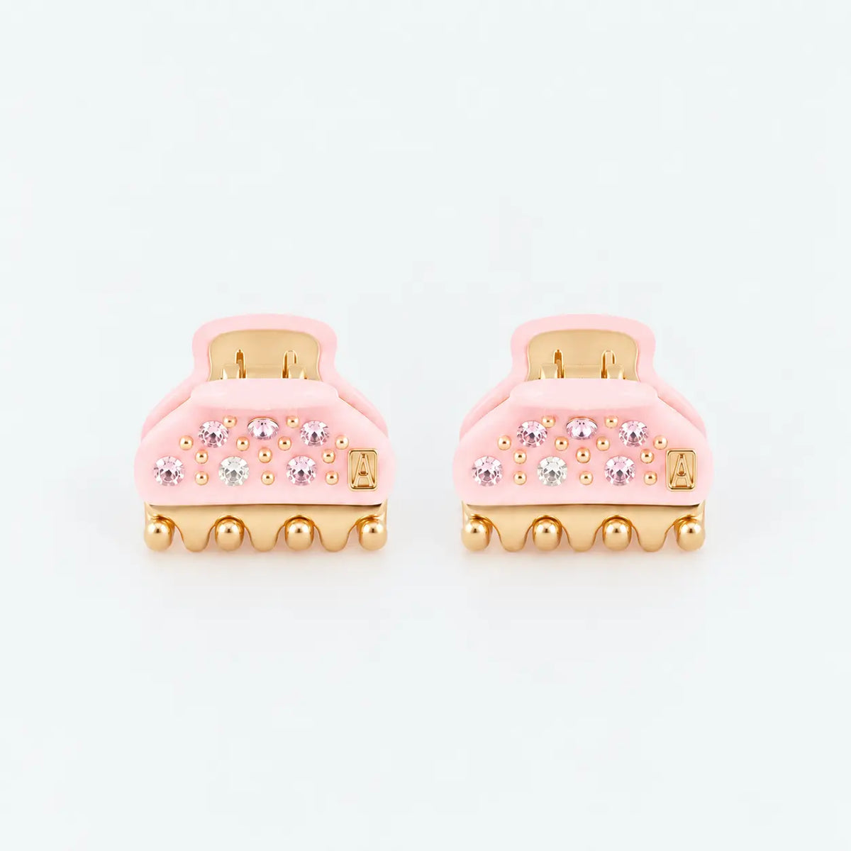 Brillants Minis Clip-Baby Pink-Mini claw clip-Swarovski crystal mini hair clip-Luxury mini hair claw-Elegant hair claw-Alexandre de Paris GCC - 1.8 cm hair clip