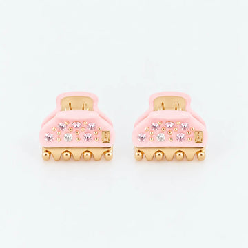 Brillants Minis Clip-Baby Pink-Mini claw clip-Swarovski crystal mini hair clip-Luxury mini hair claw-Elegant hair claw-Alexandre de Paris GCC - 1.8 cm hair clip