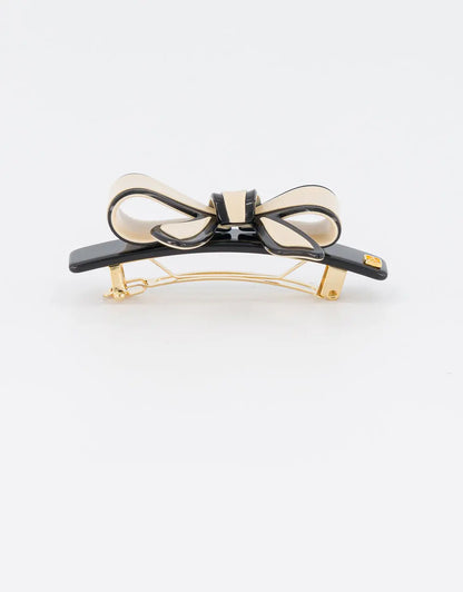 Chic Bow Barrette-Black-Beige-Luxury work wear-8.5cm-Alexandre de paris GCC
