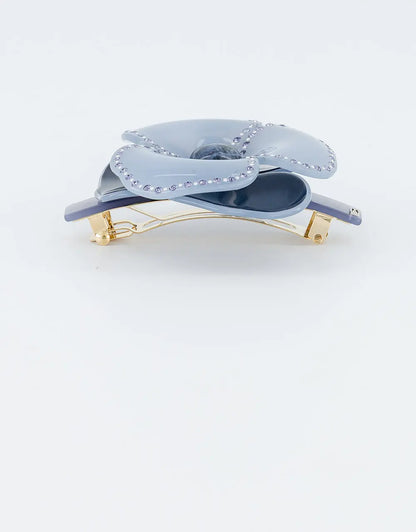 Pivoine Barrette-Blue-Blue hair barrette-Flower hair accessory-Sparkly barrette-Alexandre de Paris GCC-8.5 cm 