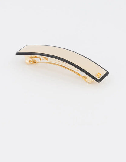 Ecrue barrette-Beige barrette-8.5cm-minimal hair accessory-detail view-Alexandre de Paris GCC