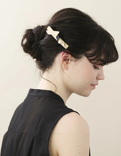 Noirisse Barrette-bow clip-beige-8.5 cm-Alexandre de paris GCC