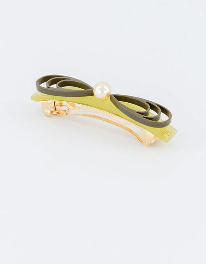 Hair accessory for women-Ruban Sauge Barrette - Green-8 cm-best barrette-Alexandre de paris GCC