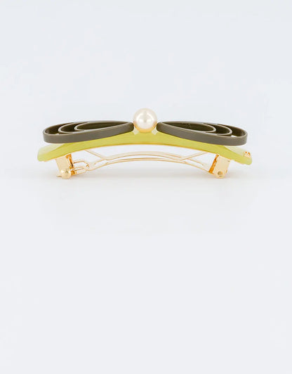 Hair accessory for women-Ruban Sauge Barrette - Green-8 cm-best barrette-Alexandre de paris GCC