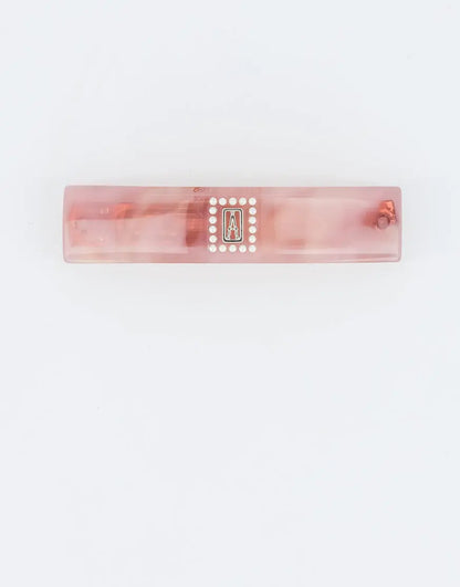 L'Exquise Barrette-Pink-Rhinestone hair barrette-Hair slide barrette-Pink barrette-Alexandre de Paris GCC-8 cm 
