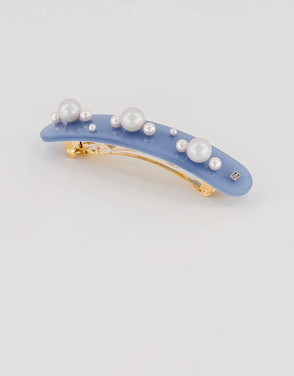 Wedding hair accessory-Grain De Perle Barrette - Blue-8 CM-Barrette-Alexandre de paris GCC
