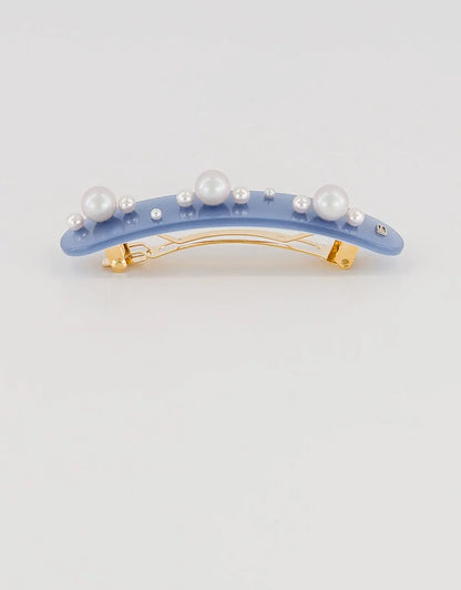 Wedding hair accessory-Grain De Perle Barrette - Blue-8 CM-Barrette-Alexandre de paris GCC