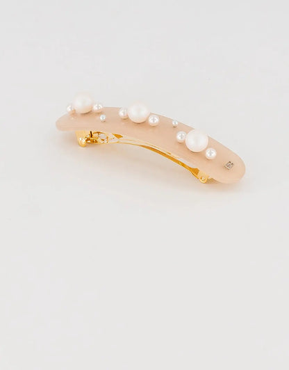 Grain De Perle Barrette-Beige-8 cm-Wedding Hair Accessory -Alexandre de paris GCC