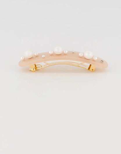Grain De Perle Barrette-Beige-8 cm-Wedding Hair Accessory -Alexandre de paris GCC